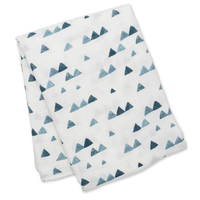 Deluxe Bamboo Swaddle - Navy Triangles - HoneyBug 