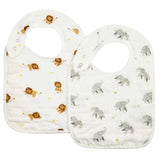 Elephant & Lion Bib Set - HoneyBug 