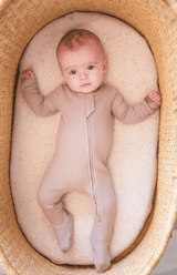 Organic Cotton Ribbed Footie - Mocha