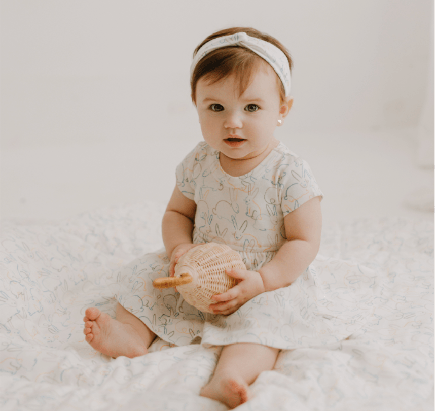 short sleeve twirl dress | bunnies - HoneyBug 