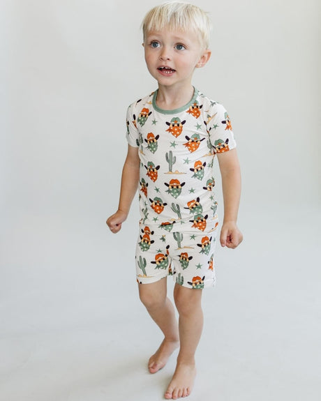 Bamboo Two Piece Shorts Set | Smiley Cowboy - HoneyBug 