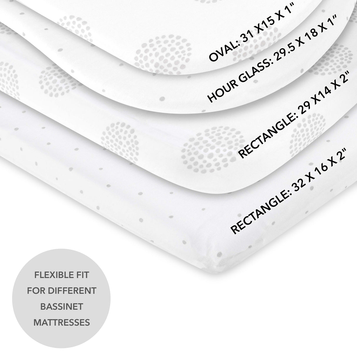 Bassinet Sheet Set - Grey Dottie