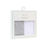 2 Pack Jersey Cotton Beanie Hat Set - Heather Grey & White - HoneyBug 