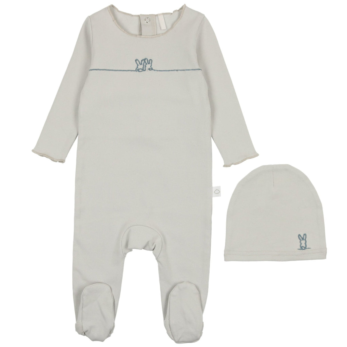 Bunny Graphic Footie- Baby Blue