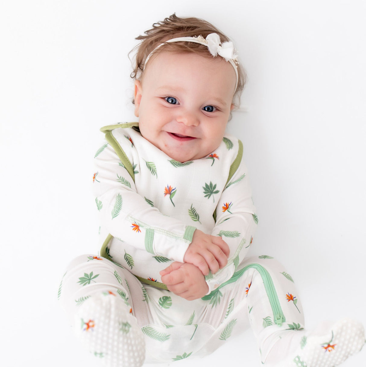 Tropical Palms & Bird of Paradise Bib Set - HoneyBug 
