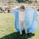 Blue Leaves + Cornflower Premium Cotton Snuggle Blanket - HoneyBug 