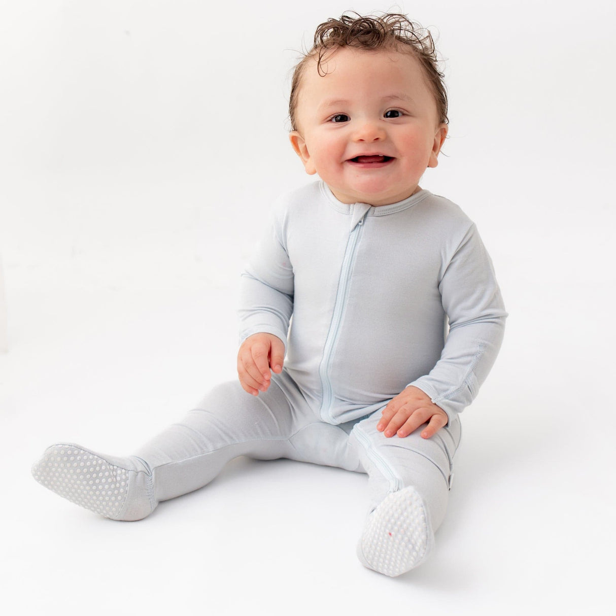 Blue Zippered Footie - HoneyBug 