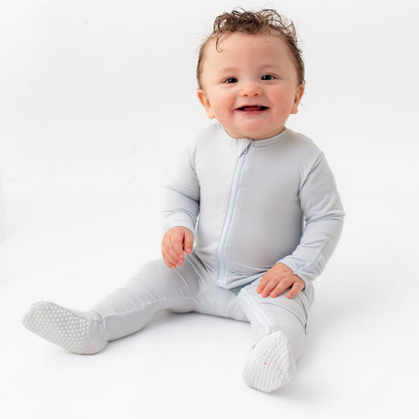 Blue Zippered Footie - HoneyBug 