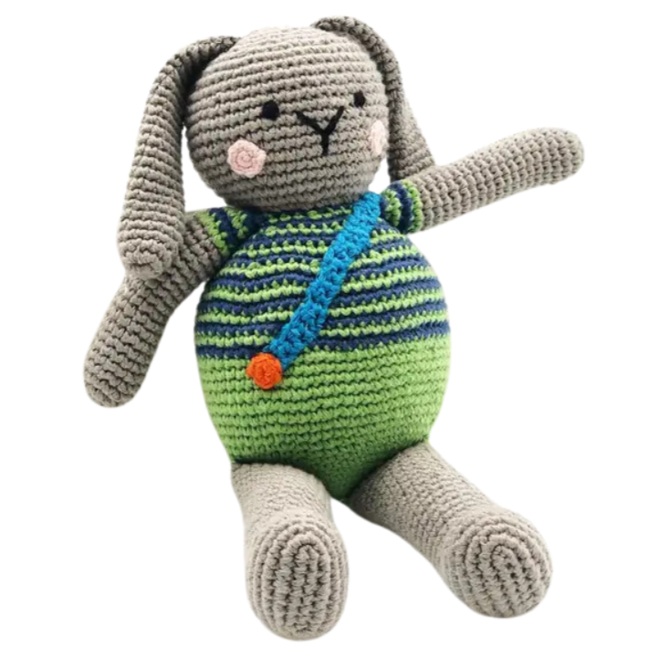 Friendly Plush Bunny Rattle - Apple Green - HoneyBug 