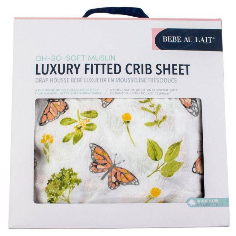 Butterfly Oh So Soft Muslin Crib Sheet - HoneyBug 