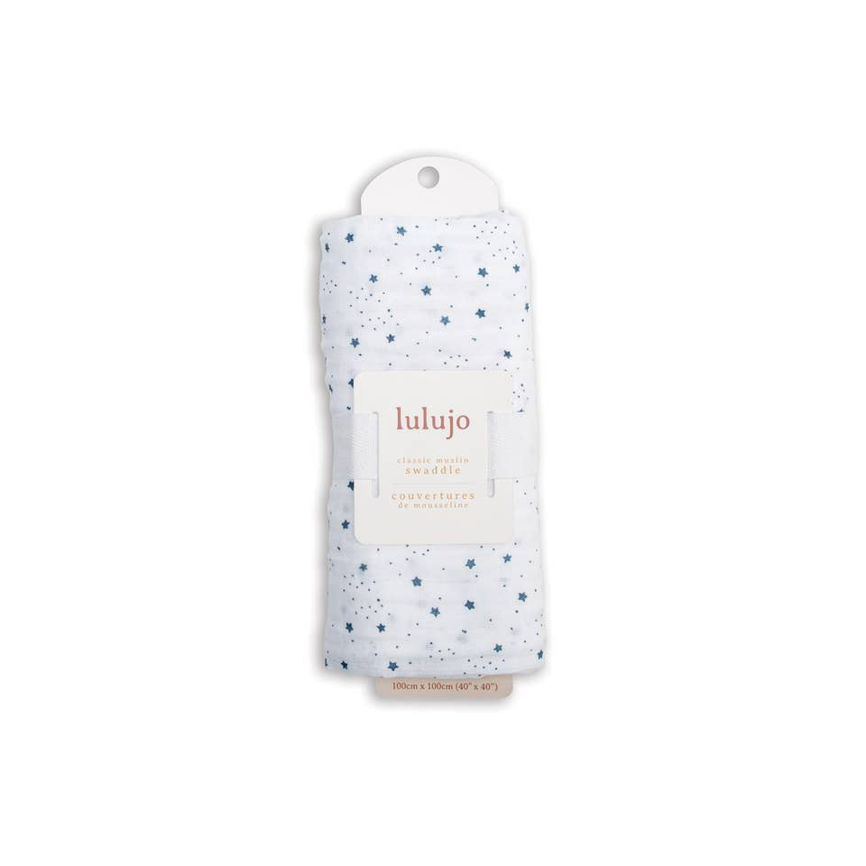 Muslin Cotton Swaddle Blanket - Large - Stars - HoneyBug 