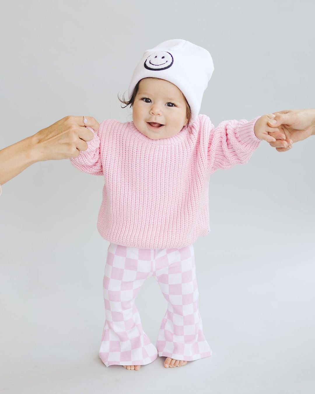 Checkered Flare Pants | Pink - HoneyBug 