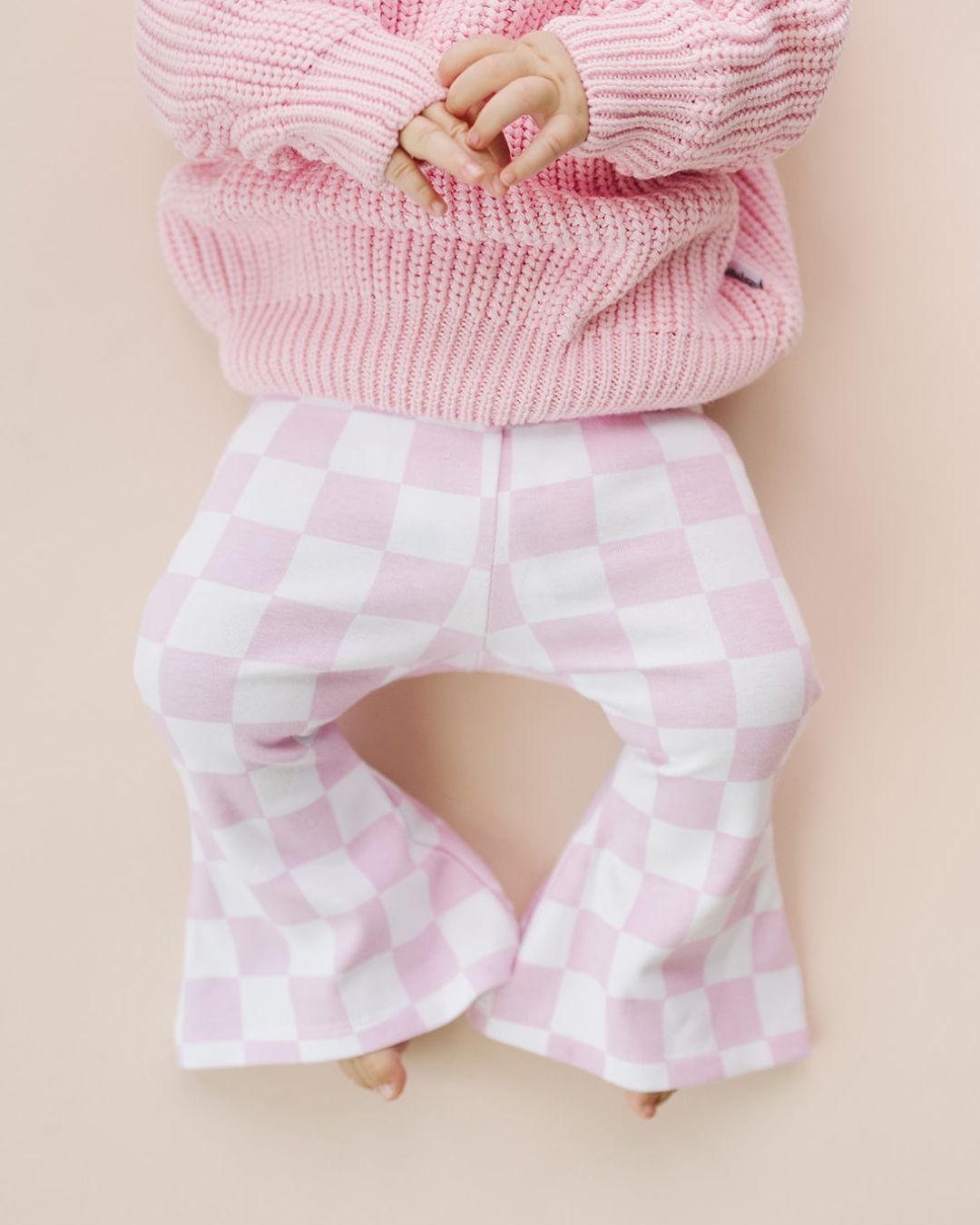 Checkered Flare Pants | Pink - HoneyBug 