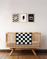 Checkered Plush Blanket | Black - HoneyBug 