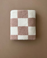 Checkered Plush Blanket | Latte - HoneyBug 