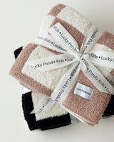Checkered Plush Blanket | Latte - HoneyBug 