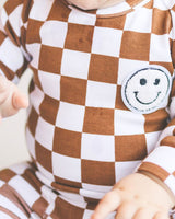 Checkered Smiley Lounge Set | Copper - HoneyBug 