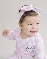 Checkered Smiley Lounge Set | Pink - HoneyBug 