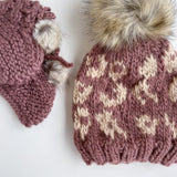 Cheetah Hat and Booties Set - Mauve - HoneyBug 