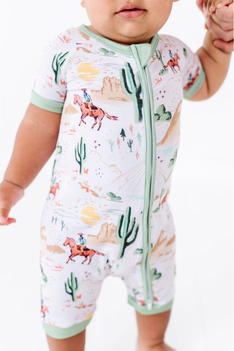 Bamboo Shortie Zip Romper - Billy Western - HoneyBug 