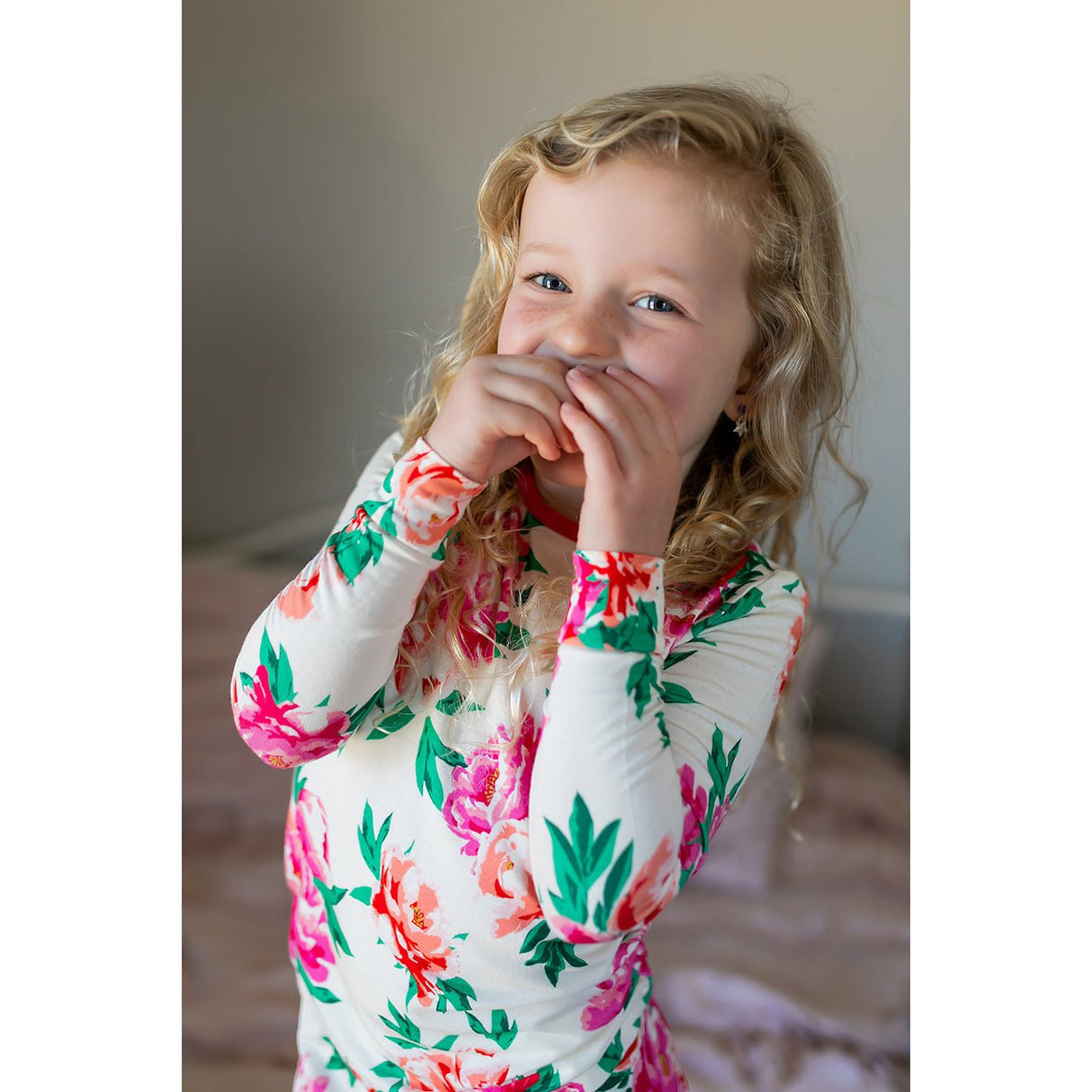 Cloud Peonies Long Sleeve Pajama Set (2T-10Y) - HoneyBug 