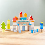 Colored Wooden Building Blocks - 85 Piece Set - HoneyBug 