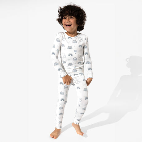 Grey Rainbows Bamboo Kids Pajamas - HoneyBug 