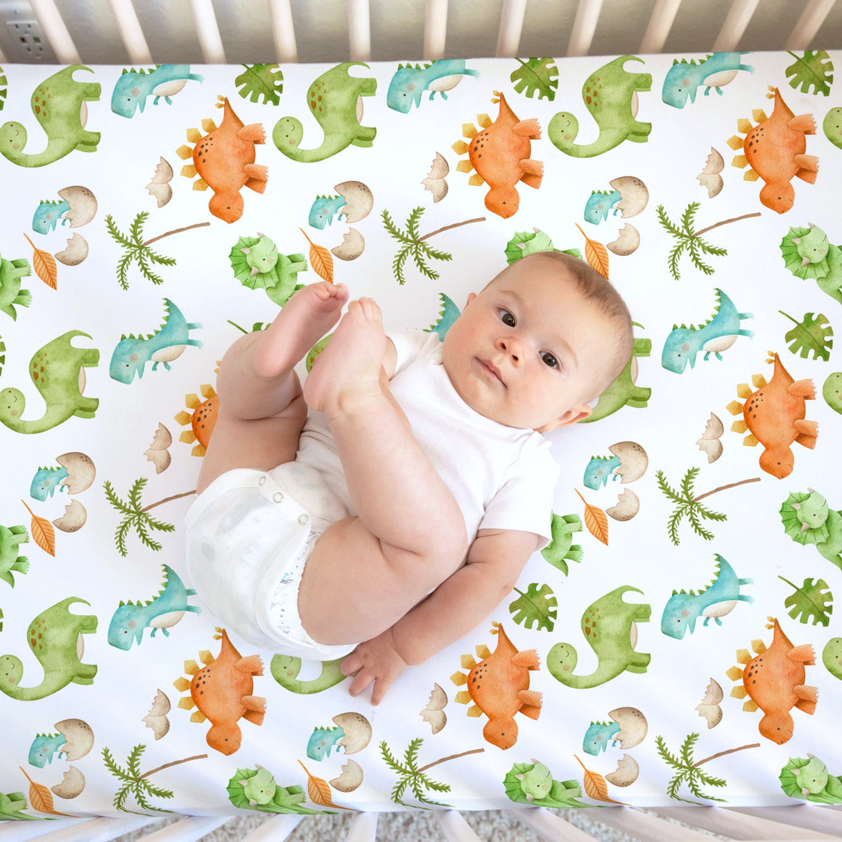 Fitted Crib Sheet - Dinosaurs - HoneyBug 