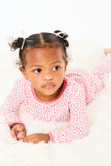 Long Sleeve Pajama Set - Coral Dots - HoneyBug 