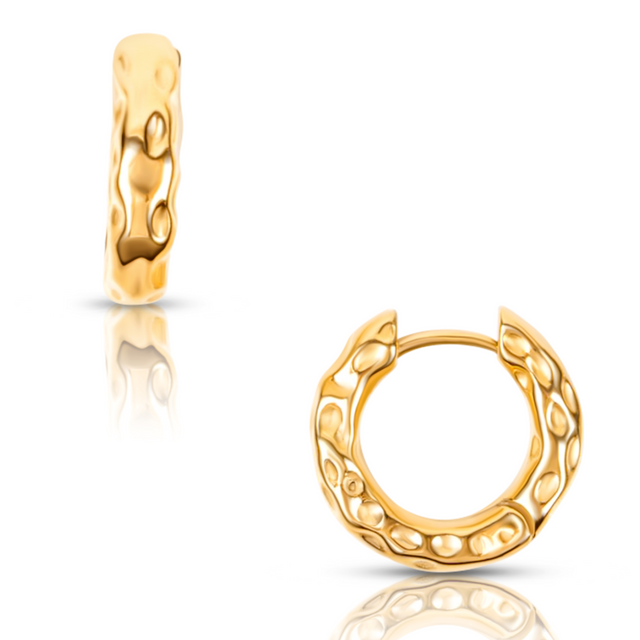 Blakely Hammered Mini Hoop Earring - HoneyBug 