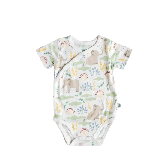 Shoulder Snap Short Sleeved Onesie - Elephant - HoneyBug 