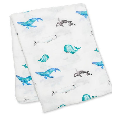 Deluxe Bamboo Swaddle - Whales - HoneyBug 