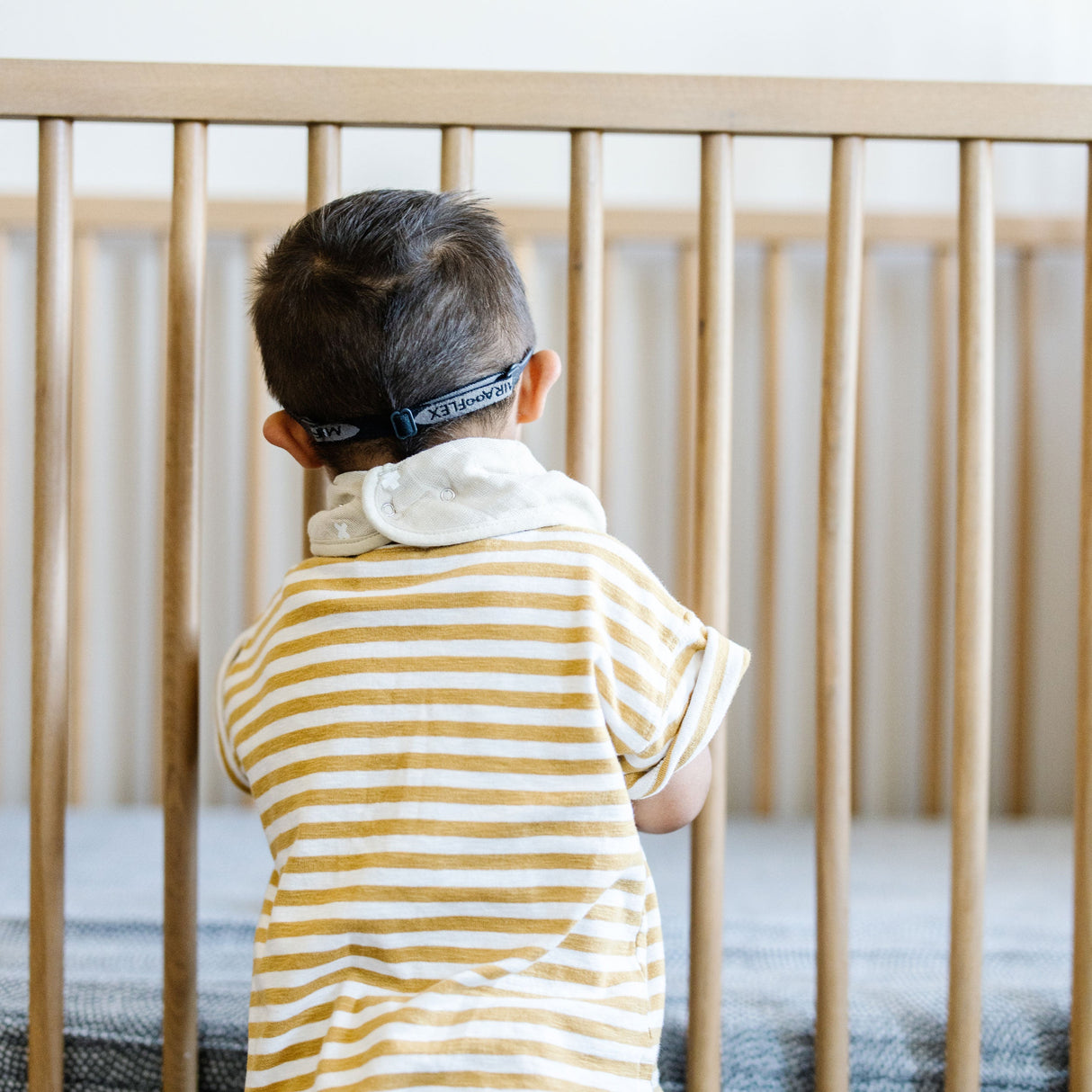 Cotton Muslin + Fleece Bandana Bib 4 Pack - Mauve Stripe - HoneyBug 