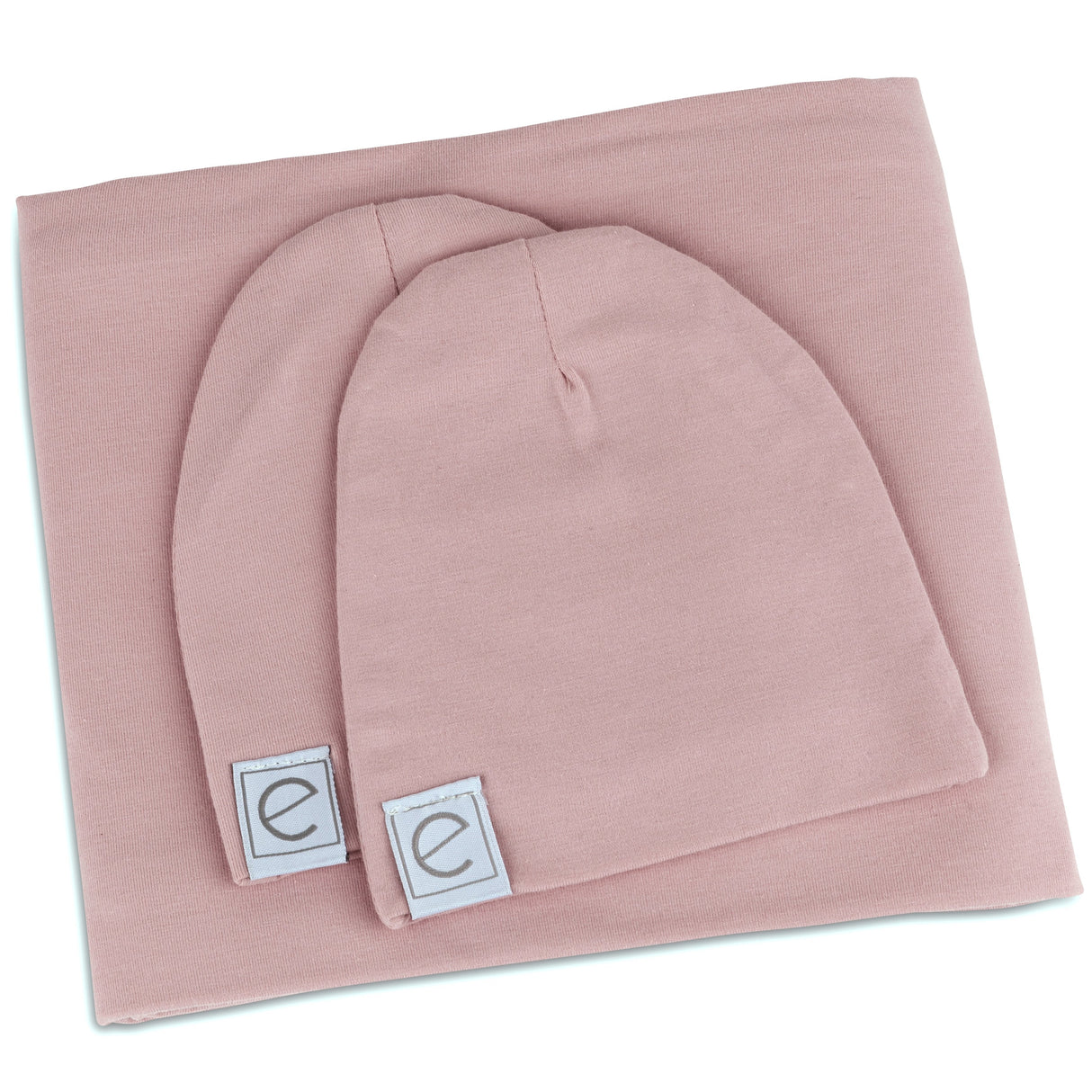 Jersey Knit Cotton Swaddle Blanket and Beanie Gift Set - Mauve Lavender - HoneyBug 