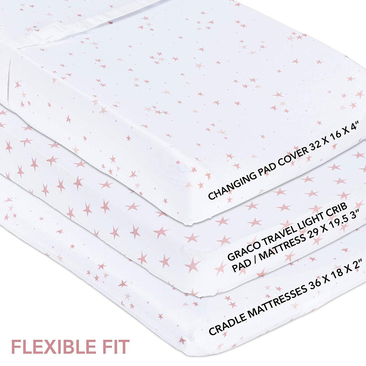 Changing Pad Cover | Cradle Sheet Set - Mauve Pink Stars