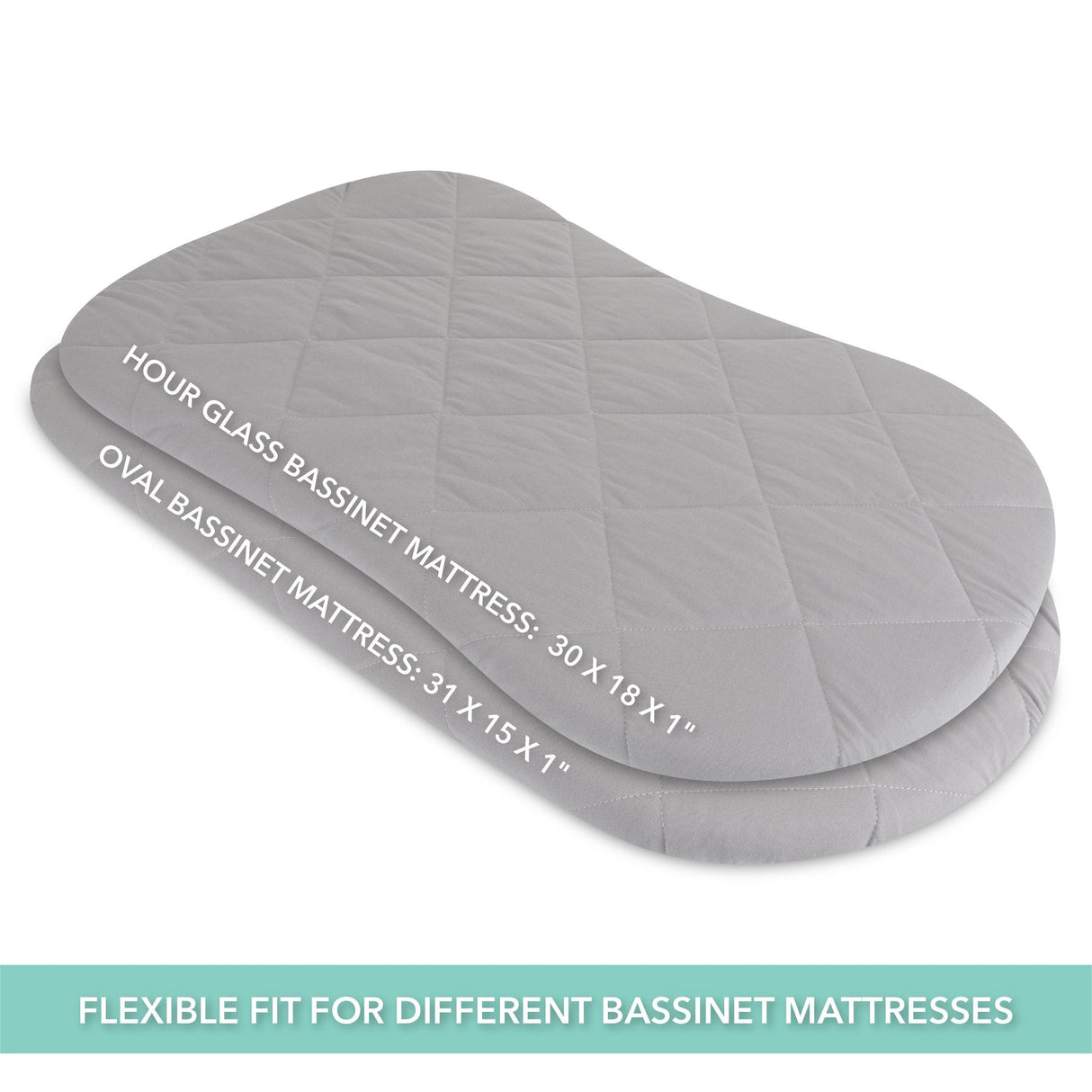 Quilted Waterproof Bassinet Sheet with Heat Protection - Grey - HoneyBug 