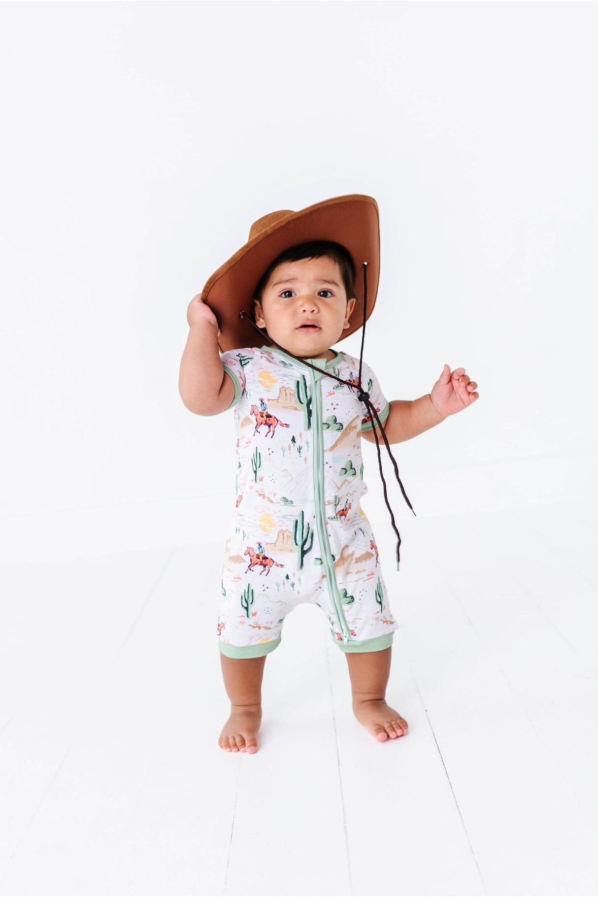 Bamboo Shortie Zip Romper - Billy Western - HoneyBug 