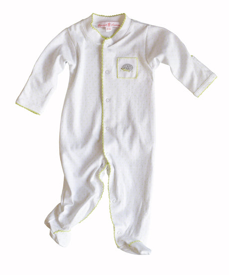 Cameryn Hedgehog Green Polka Dot Footie - HoneyBug 