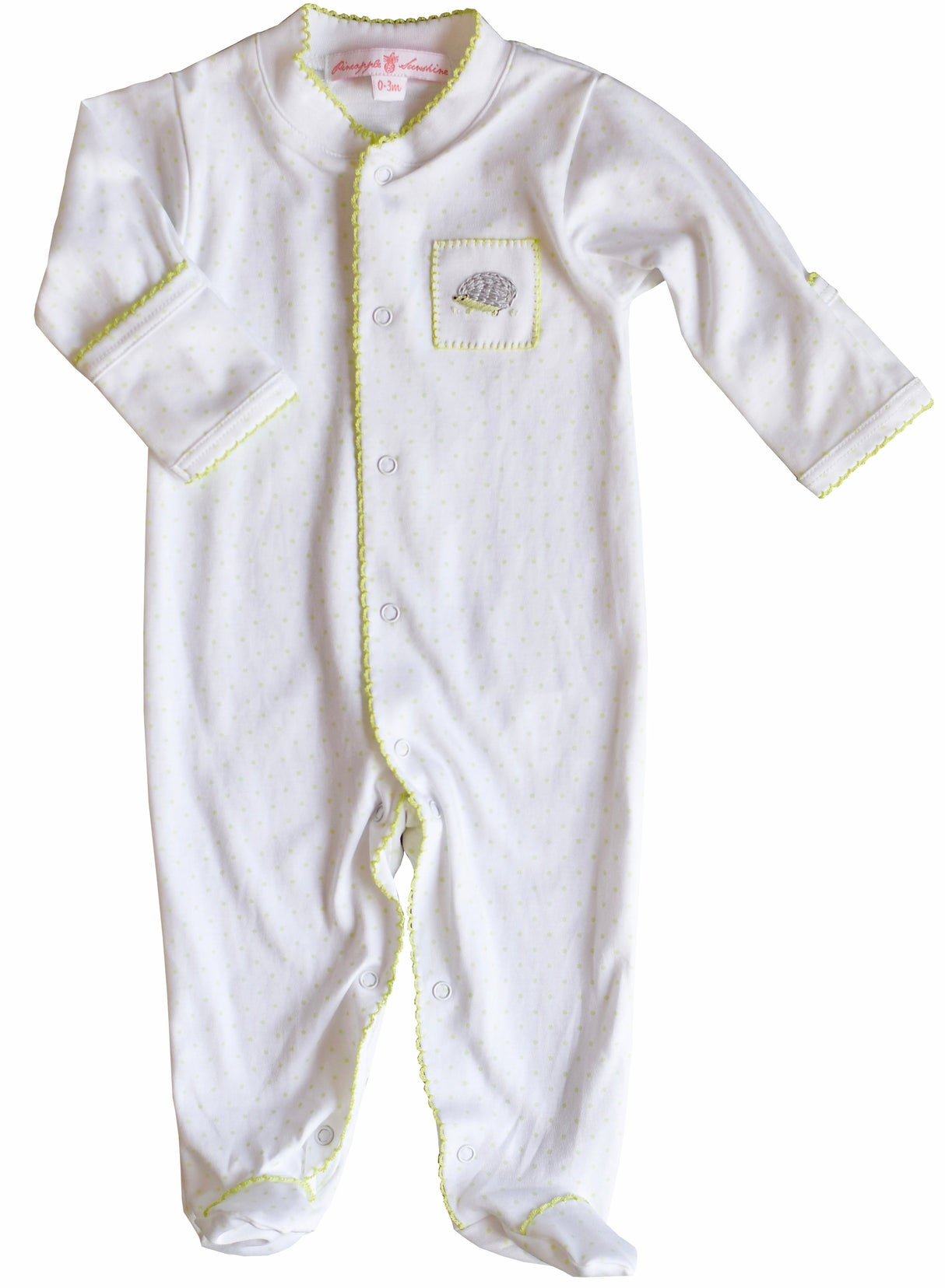 Cameryn Hedgehog Green Polka Dot Footie - HoneyBug 