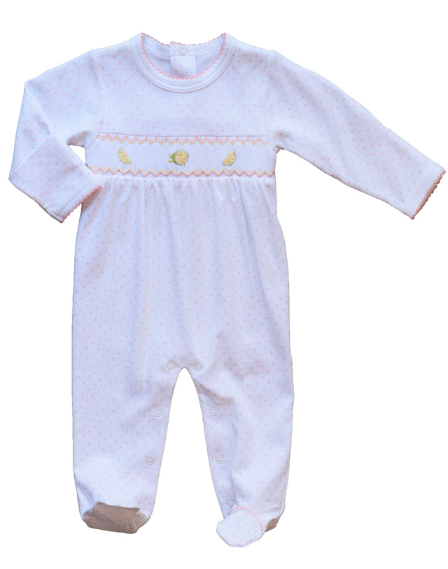 Pink Lemonade Smocked Footie - HoneyBug 