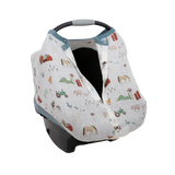 Cotton Muslin Car Seat Canopy - Farmyard - HoneyBug 