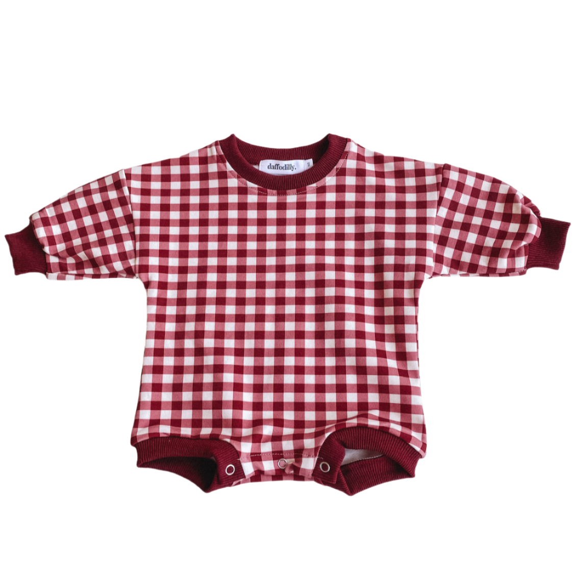 Gingham Romper - Burgundy