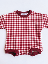 Gingham Romper - Burgundy