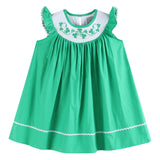 Green St. Patrick's Day Shamrock Smocked Bishop Dress