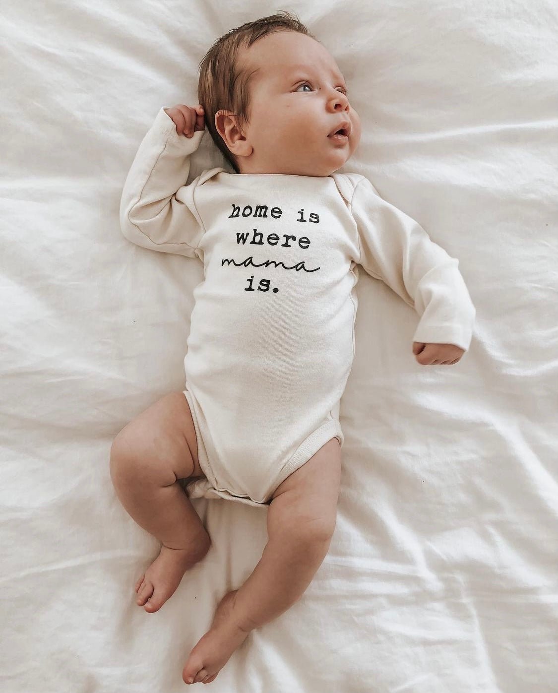 Home is Where Mama is Organic Baby Bodysuit Long Sleeve - HoneyBug 