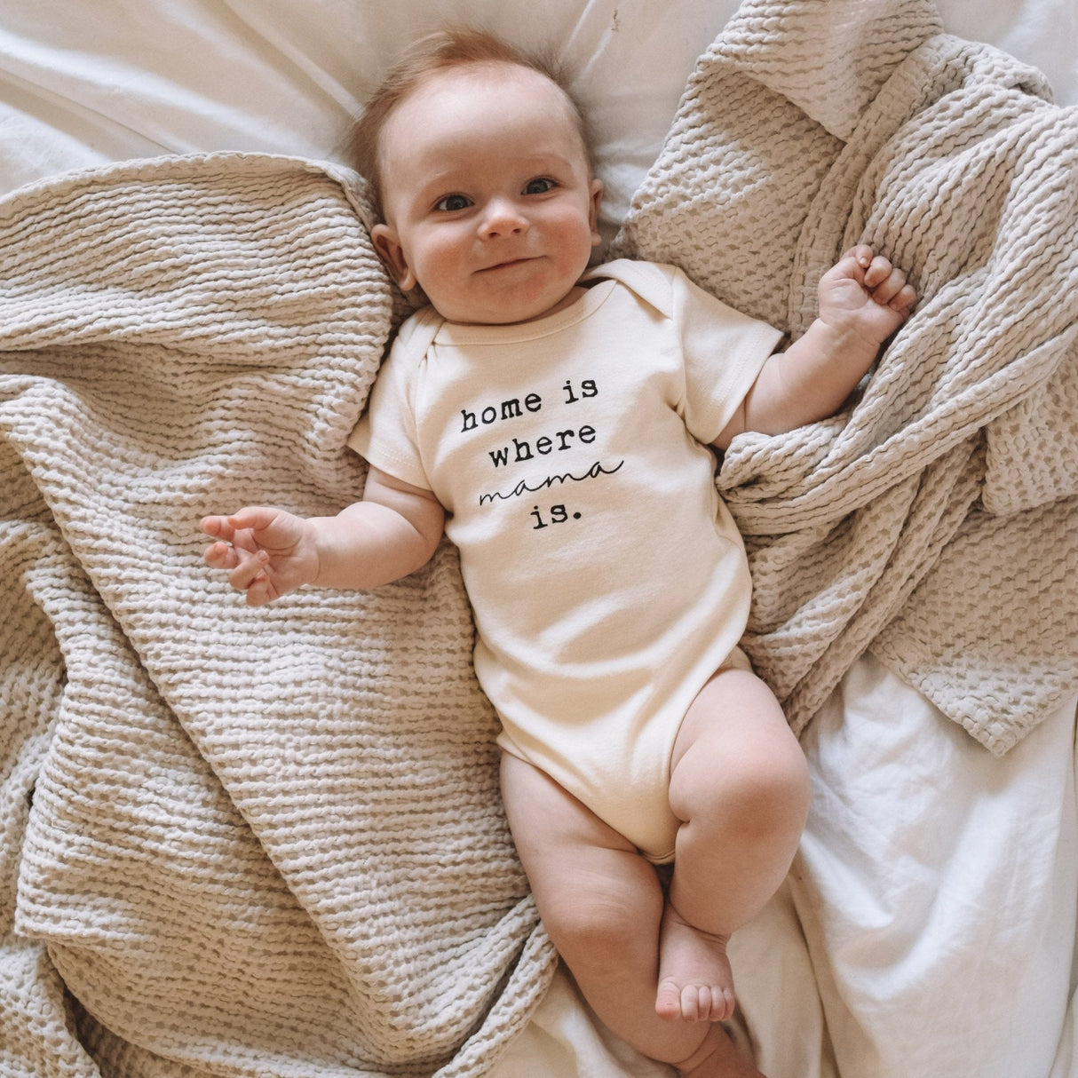 Home is Where Mama is - Organic Short Sleeve Baby Bodysuit - HoneyBug 