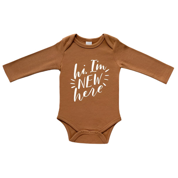 Hi I'm New Here Organic Baby Bodysuit - HoneyBug 