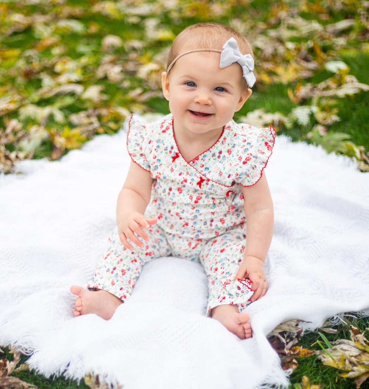 Madison Poppy Floral Romper - HoneyBug 