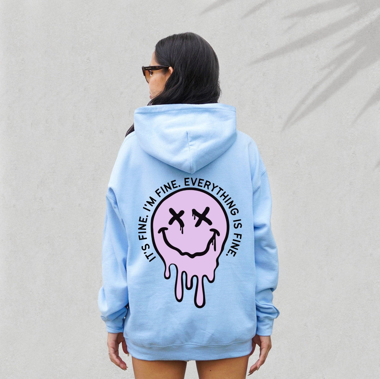 It's Fine Drippy Smiley Hoodie - Blue - HoneyBug 
