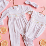 Pink Lemonade Smocked Footie - HoneyBug 